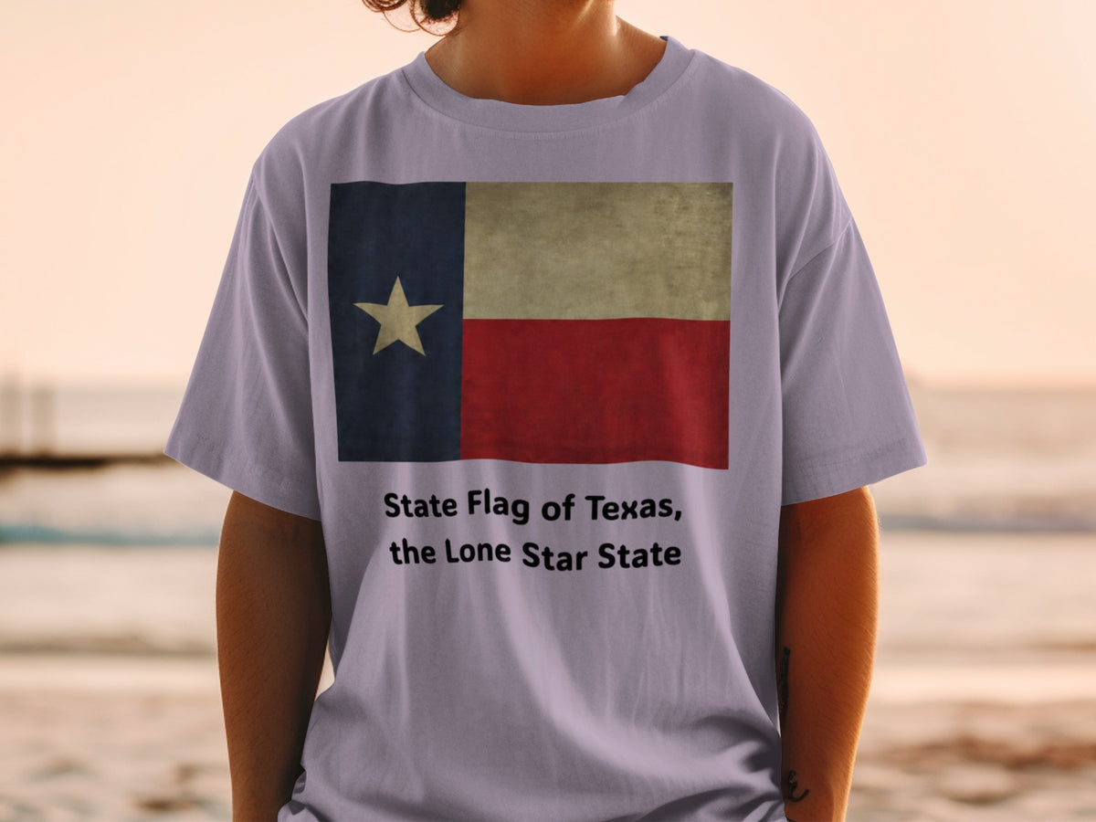 T-shirt with the State Flag of Texas, the Lone Star State graphic.