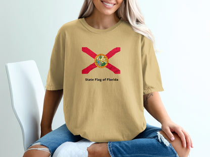 Tan t-shirt with Florida state flag and "State Flag of Florida" text.