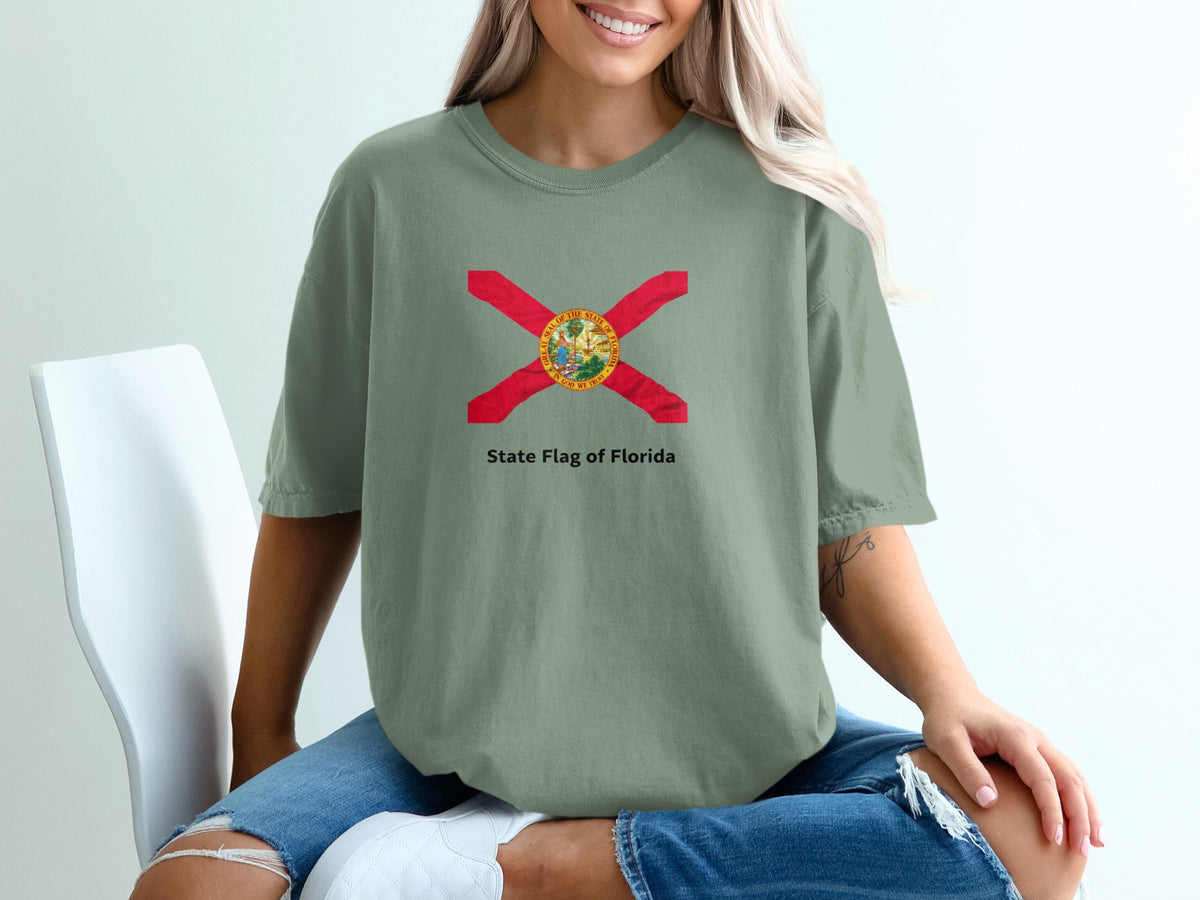 T-shirt with Florida state flag and text "State Flag of Florida".