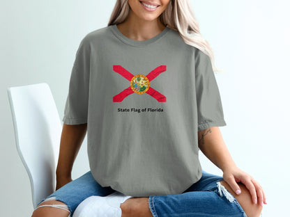T-shirt with the State Flag of Florida and text "State Flag of Florida".
