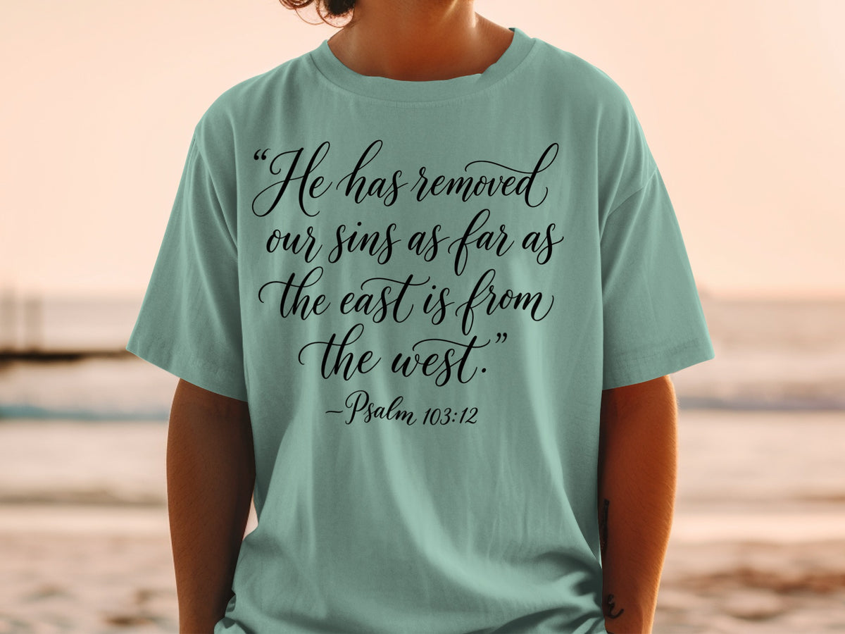 "He has removed our sins as far as the east is from the west." - Psalm 103:12