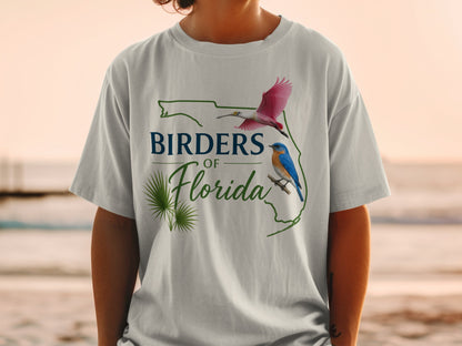 Florida map outline with text "BIRDERS of Florida" and two birds.
