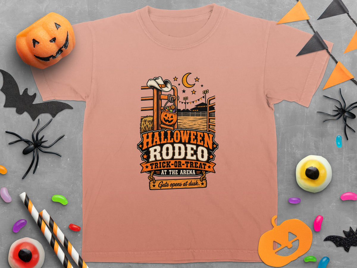 T-shirt with Halloween Rodeo Trick-or-Treat design.