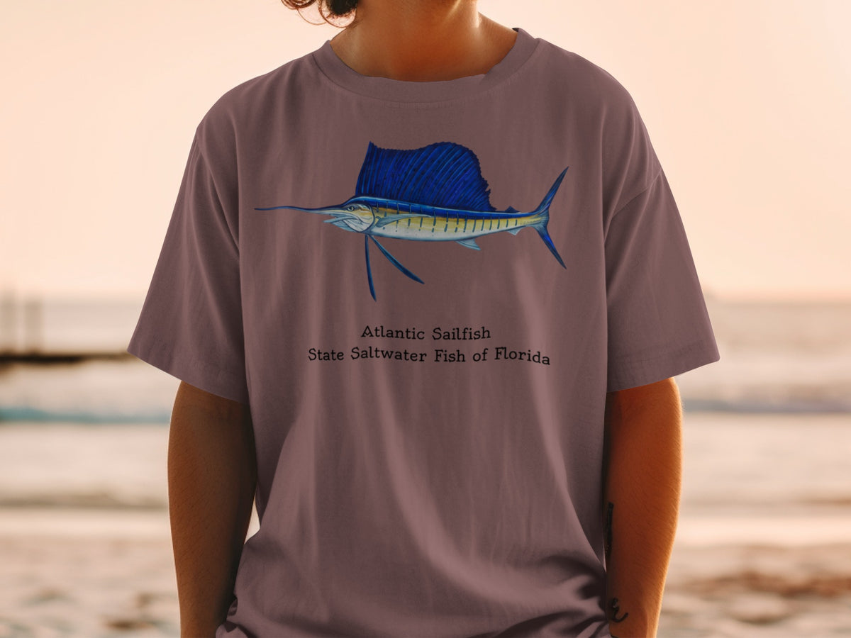 T-shirt graphic of Atlantic Sailfish, State Saltwater Fish of Florida.