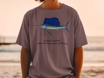 T-shirt graphic of Atlantic Sailfish, State Saltwater Fish of Florida.