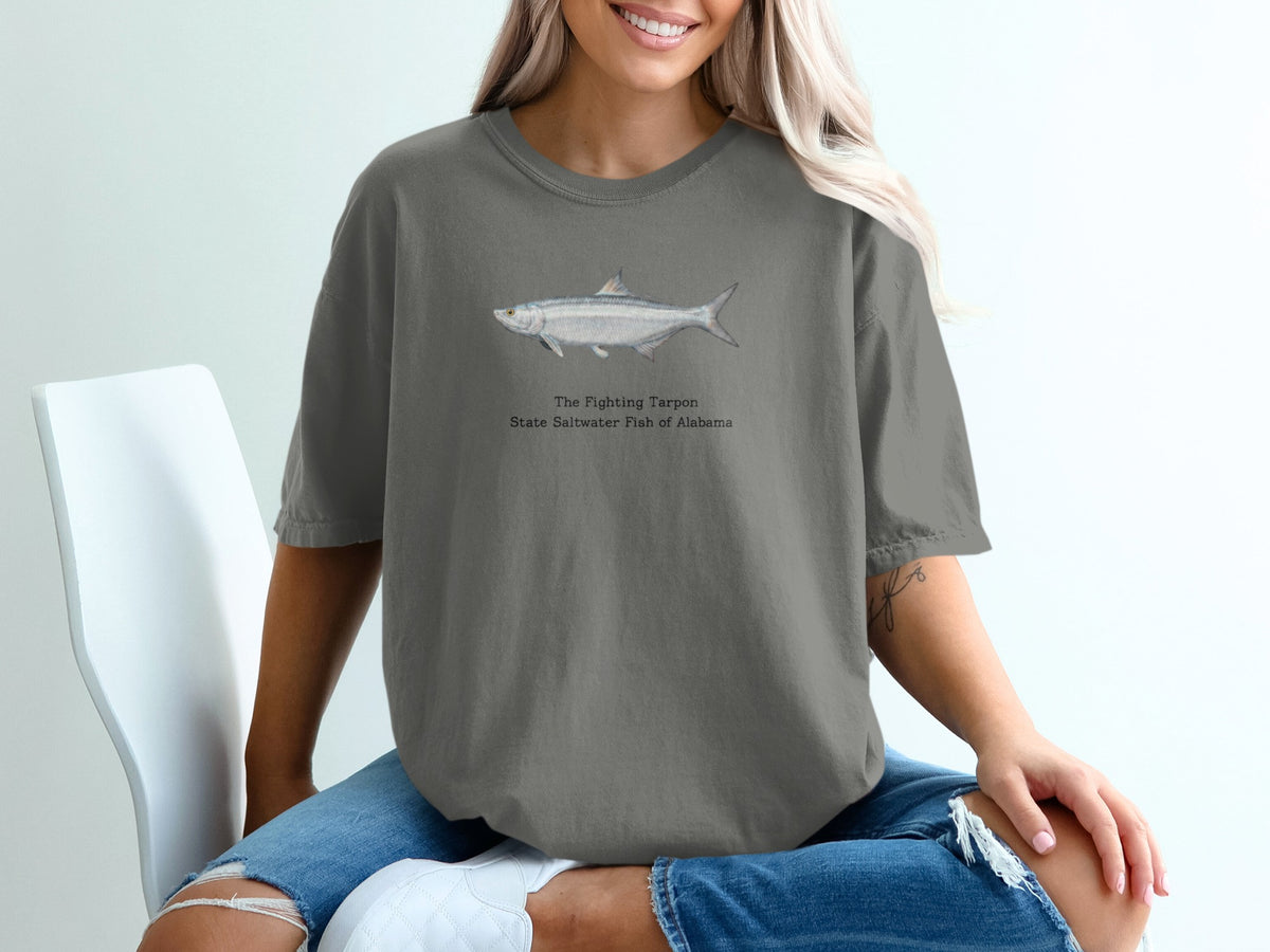 T-shirt with a fighting tarpon illustration and text "The Fighting Tarpon".
