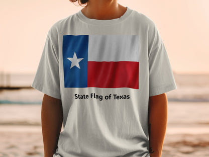 T-shirt with Texas flag design and the words "State Flag of Texas".