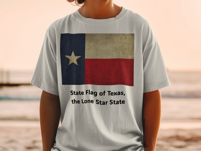 T-shirt with the State Flag of Texas, "the Lone Star State" text.