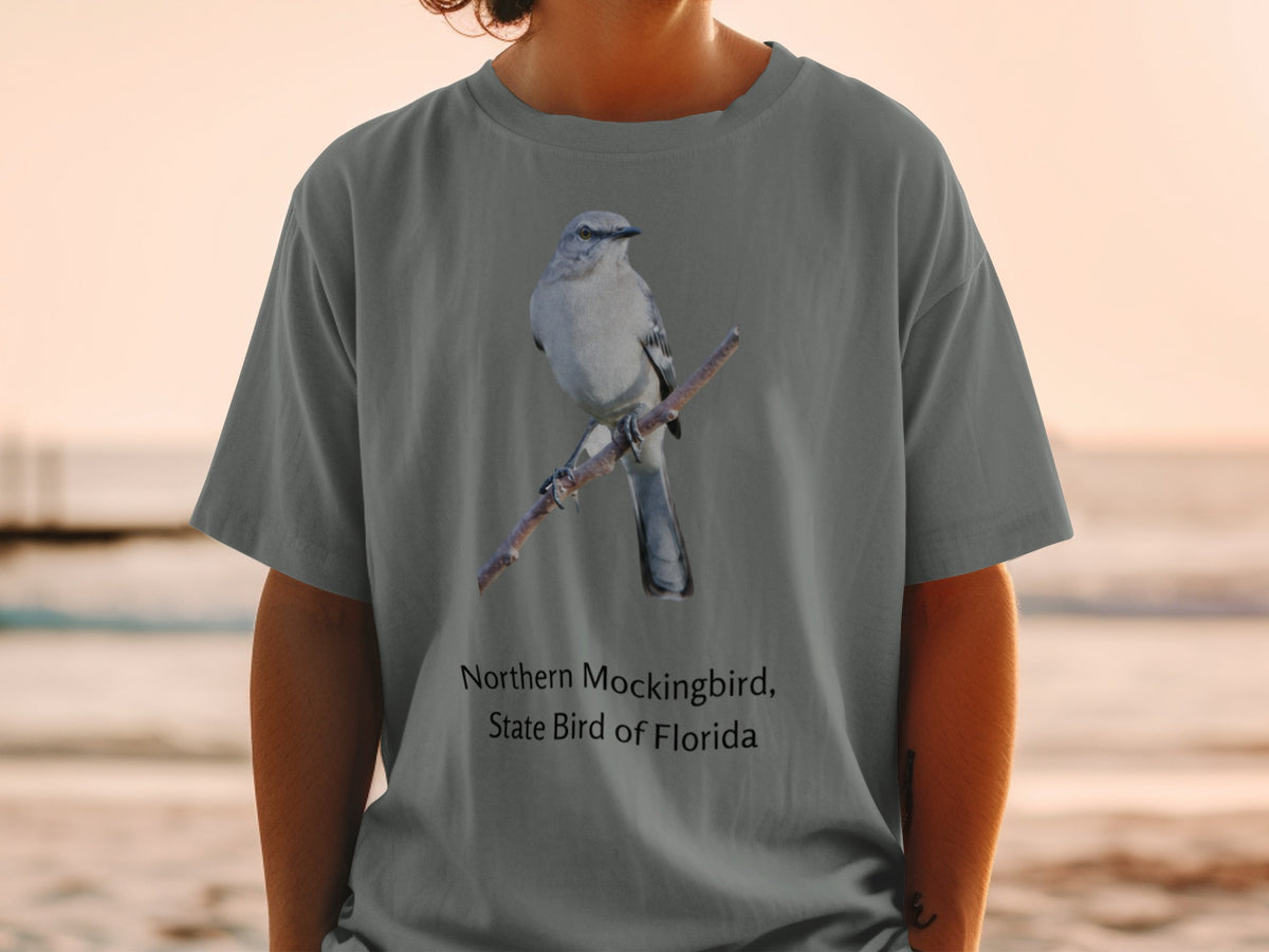 Northern Mockingbird, State Bird of Florida graphic on t-shirt