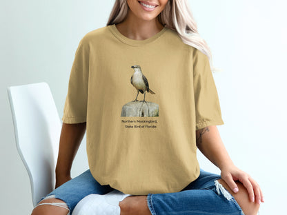 T-shirt graphic of a Northern Mockingbird, State Bird of Florida.