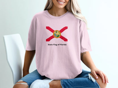 Pink t-shirt with the Florida state flag and text "State Flag of Florida".