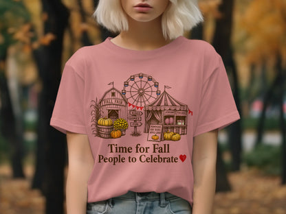 Fall fair graphic with Ferris wheel, rides, and text "Time for Fall People to Celebrate".