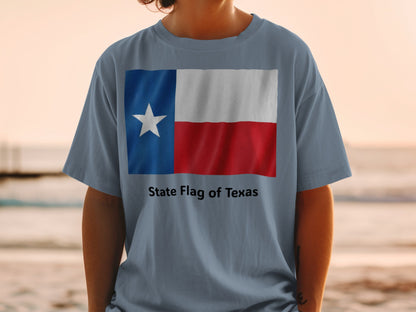 T-shirt with the State Flag of Texas design, including text.