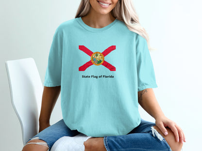 Light blue t-shirt with the Florida state flag and "State Flag of Florida" text.