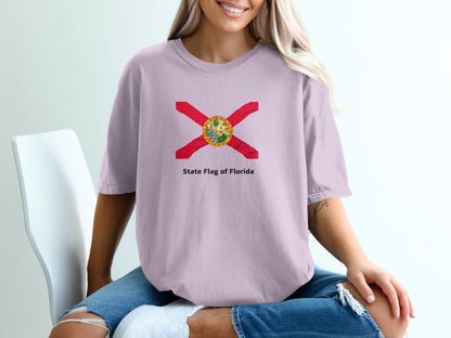 Light purple t-shirt with the Florida state flag and text "State Flag of Florida".