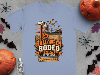 Halloween Rodeo trick-or-treat at the arena gate opens at dusk graphic.