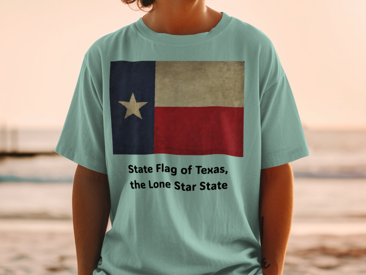 T-shirt with the State Flag of Texas and "the Lone Star State" text.