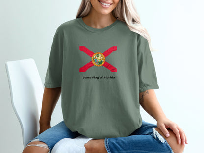 Green t-shirt with the Florida state flag and "State Flag of Florida" text.