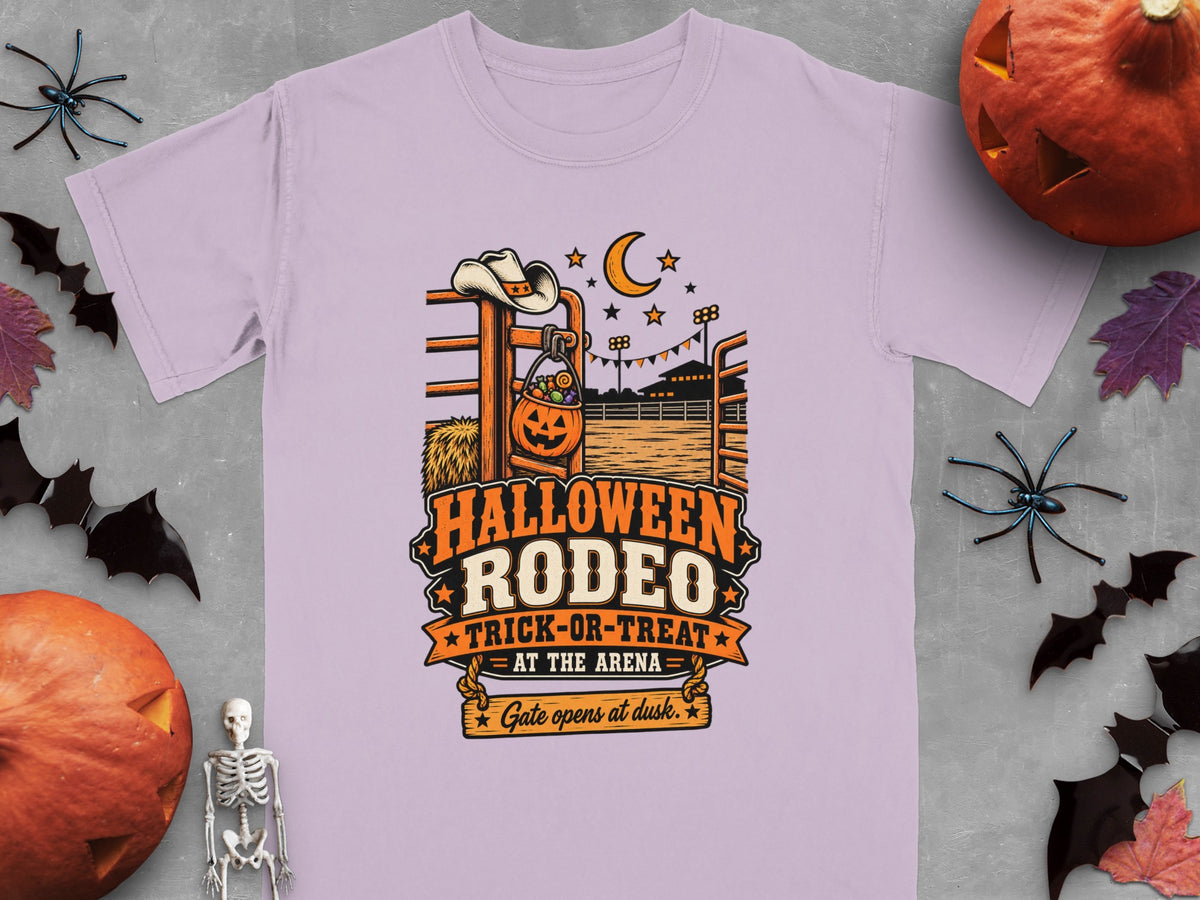 Halloween Rodeo Trick-or-Treat at the Arena design with gate opening at dusk.