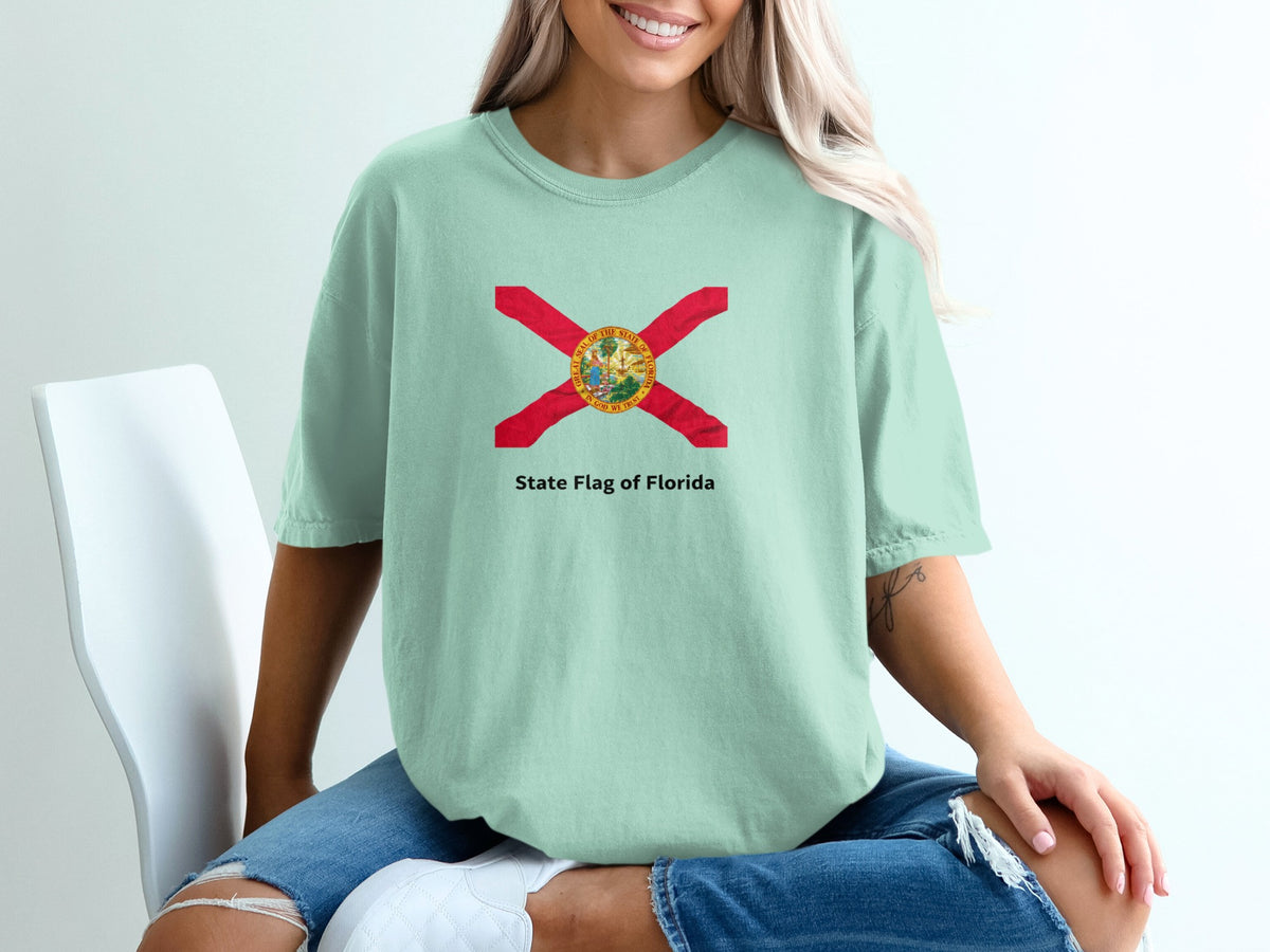 T-shirt with the State Flag of Florida design and text.